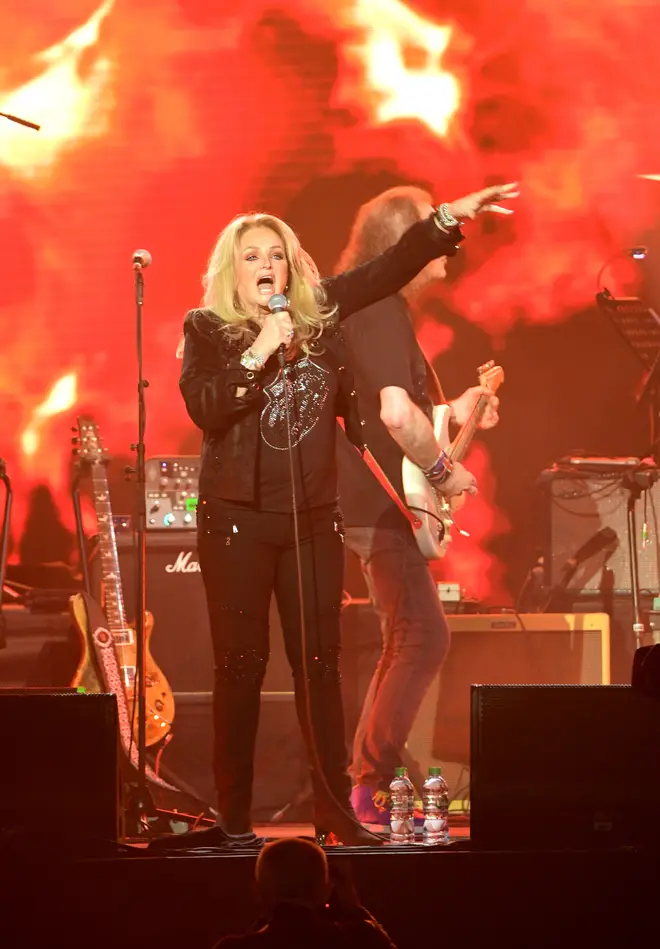 Bonnie Tyler on stage during the Music For The Marsden concert held at The O2 Arena