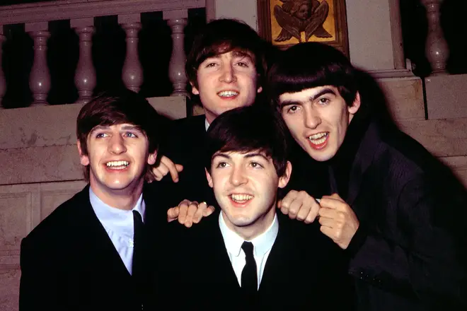 (L-R) Ringo Starr, John Lennon, Paul McCartney, George Harrison circe 1964
