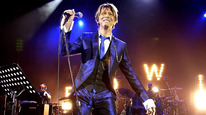 David Bowie performing at the Hammersmith Apollo in 2003