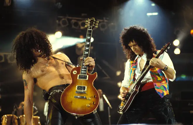 Slash and Brian May at the Freddie Mercury Tribute Concert