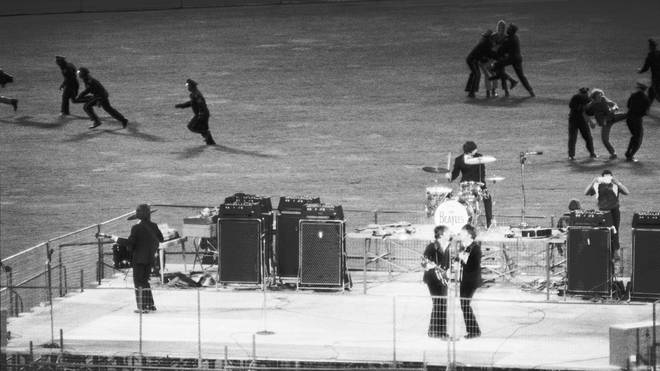 The Beatles playing Candlestick Park