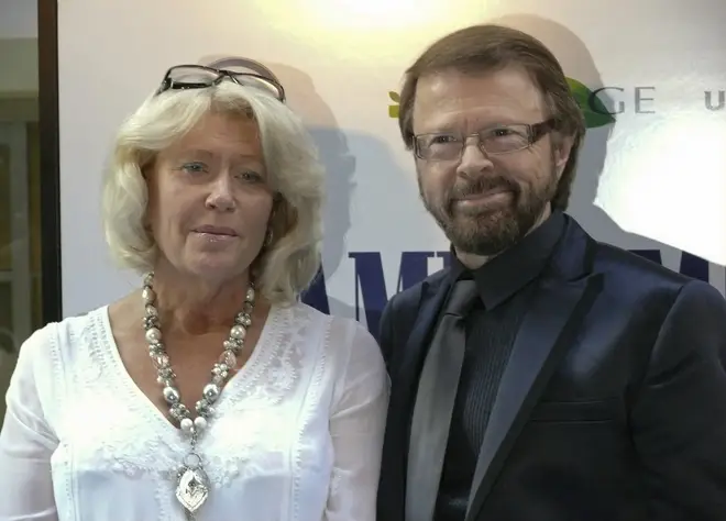 ABBA's Björn Ulvaeus and his wife Lena at the New York premiere of Mama Mia!