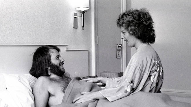 Benny Andersson and Anni-Frid Lyngstad at their Brighton hotel for Eurovision in 1974