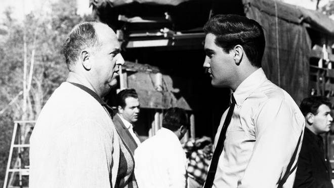 Colonel Tom Parker and Elvis on the set of Kid Galahad in 1962