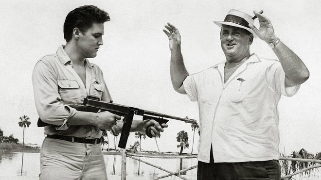Elvis and Colonel Tom Parker on the set of Follow That Dream