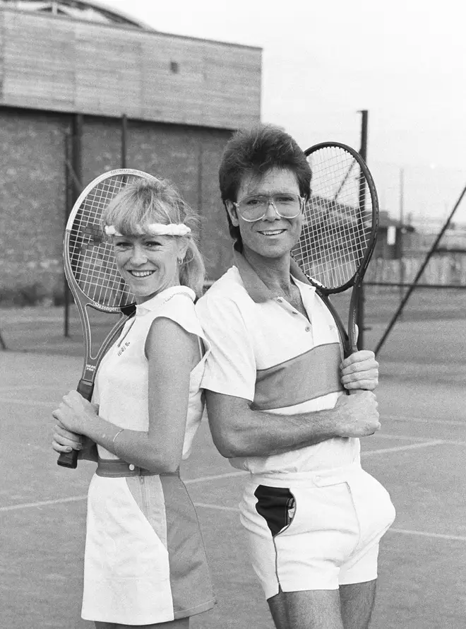 Sue Barker and Cliff Richard in 1983