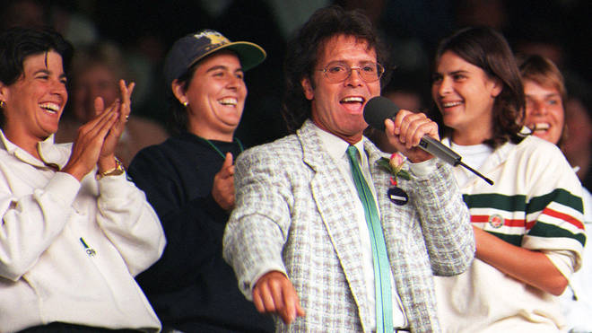 Cliff Richard sings at Wimbledon in 1996