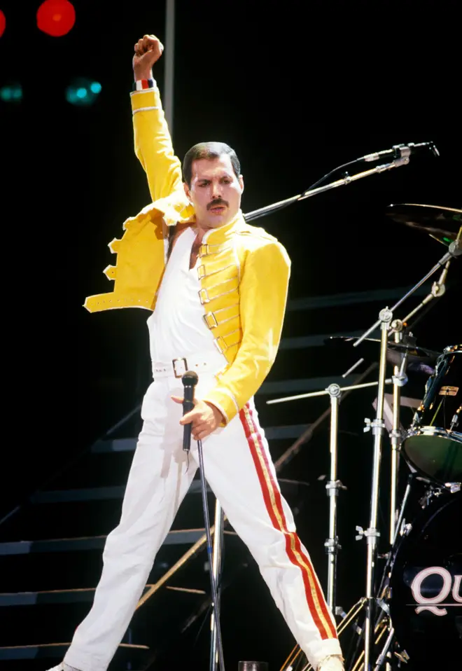 Freddie Mercury strikes a pose at Live Aid