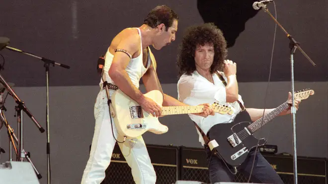 Freddie Mercury and Brian May rock out at Live Aid