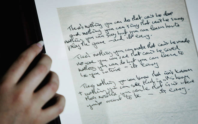 John Lennon's handwritten lyrics for The Beatles' 'All You Need Is Love'