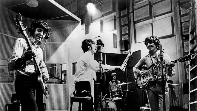The Beatles rehearse 'All You Need Is Love' before their friends arrive