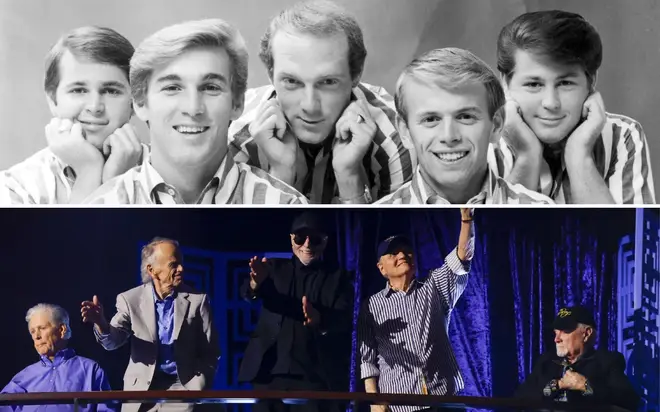 The Beach Boys in 1963 and 2023.