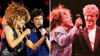 Tina Turner with Mick Jagger and Bryan Adams