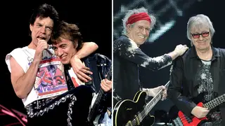 Bill Wyman with the Rolling Stones in 1989 and 2012