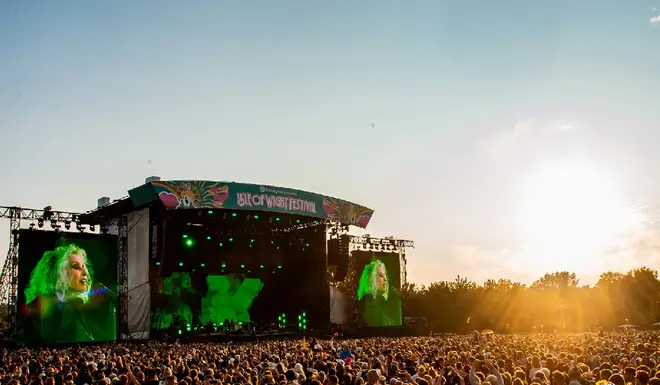 The sun setting during Blondie's Isle Of Wight Festival set.