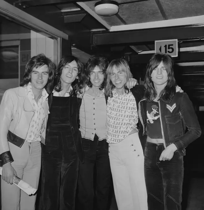 The original recording lineup of the Bay City Rollers featuring Nobby Clark in 1972