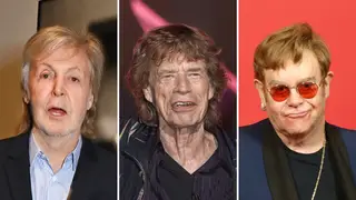 Paul McCartney, Mick Jagger and Elton John