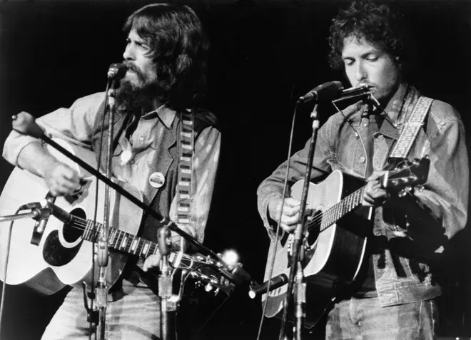 Securing Bob Dylan was the show was a major coup, especially for people seeing him perform with a former member of The Beatles for the first time. (Photo by Michael Ochs Archives/Getty Images)