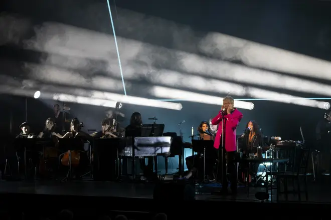 Waters was accompanied by the 14-piece that recorded The Dark Side Of The Moon Redux.