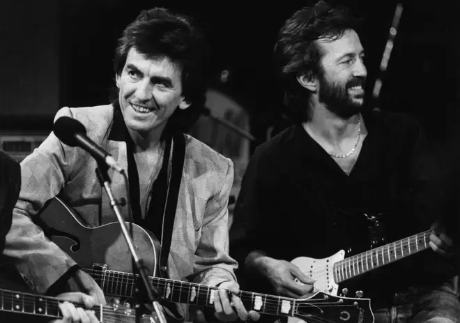 George and Eric in 1985. (Photo by Dave Hogan/Getty Images)