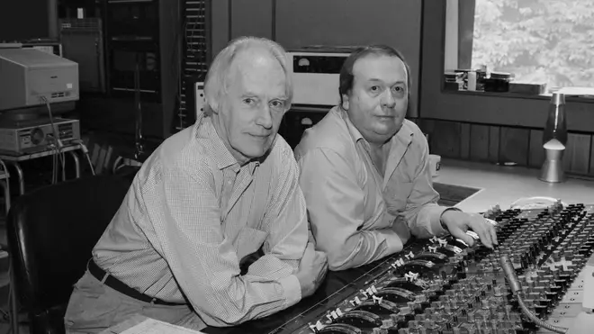George Martin and Geoff Emerick at Abbey Road Studios