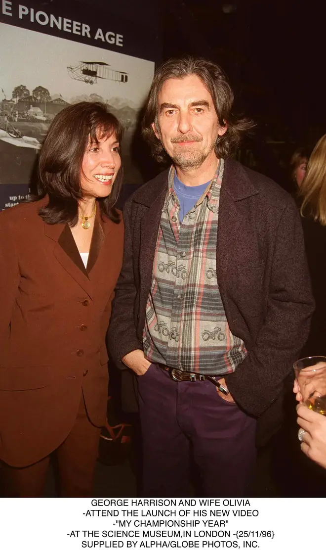 George Harrison and Olivia together in 1996. (Photo by Dave Benett/Getty Images)
