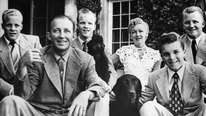Bing with his first wife Dixie and their children in 1952