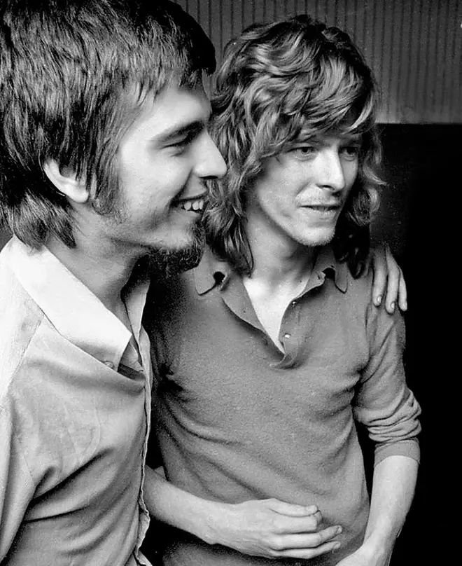 Producer Tony Visconti and David Bowie in the Trident studio in May 1970.