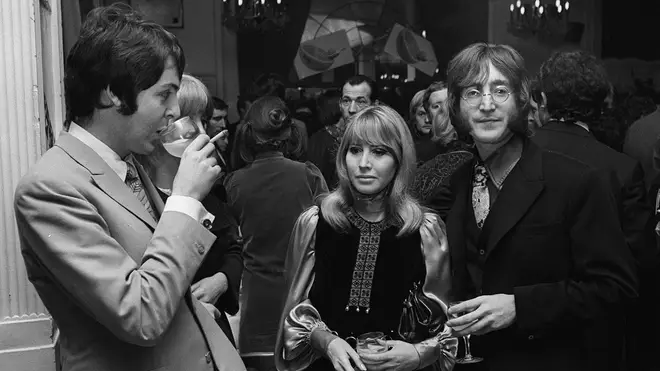 Paul McCartney in 1968, with John Lennon and his wife Cynthia