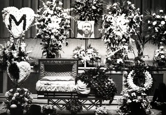 Marvin Gaye's funeral service. (Photo by Ron Galella/Ron Galella Collection via Getty Images)