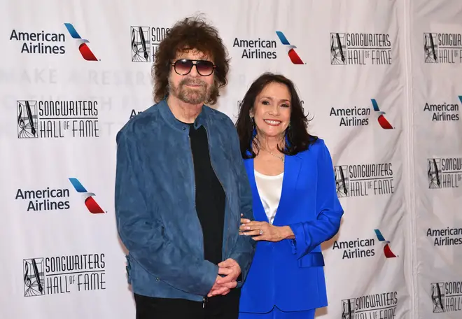 Jeff Lynne married Camelia in 2017. (Photo by ANGELA WEISS / AFP) (Photo by ANGELA WEISS/AFP via Getty Images)