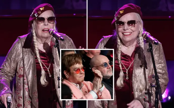 Joni Mitchell took to the stage to honour Elton John and Bernie Taupin at the Gershwin Prize Tribute concert, and the 'Rocket Man' was overjoyed.