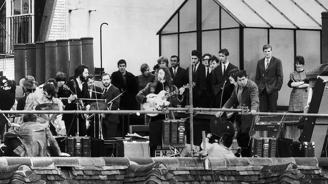 The Beatles on the rooftop of Apple HQ on January 30, 1969.