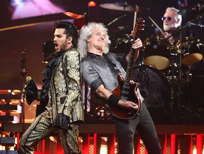 Adam Lambert with Queen's Brian May and Roger Taylor
